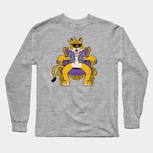 Purple and Gold Tiger King Cartoon Long Sleeve T-Shirt